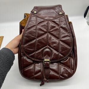 Patricia Nash Quilted Oil Waxed Leather Itala Saddle Sling Bag Brown